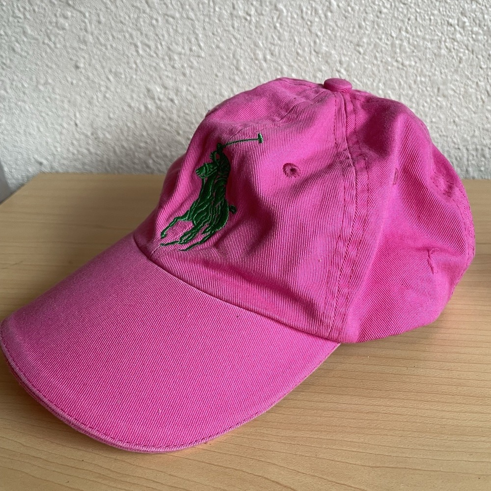 Polo Ralph Lauren Fragrance Green Pony Adjustable Strapback Hat Cap Pink #2